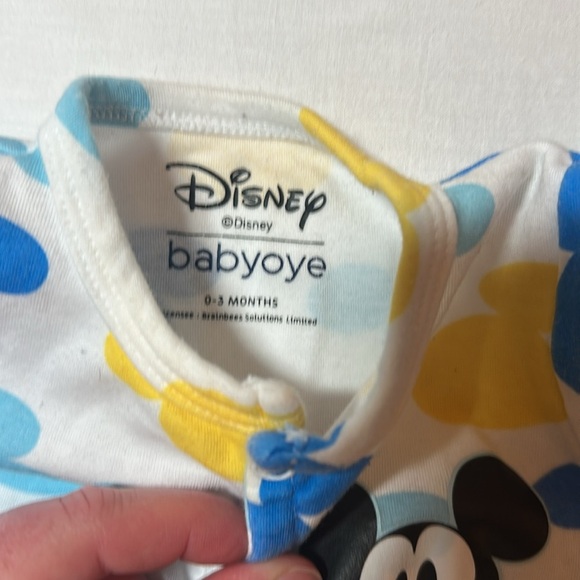 Disney X Babyoye - Mickey Mouse Blue and Yellow Footie Sleeper - Picture 3 of 3